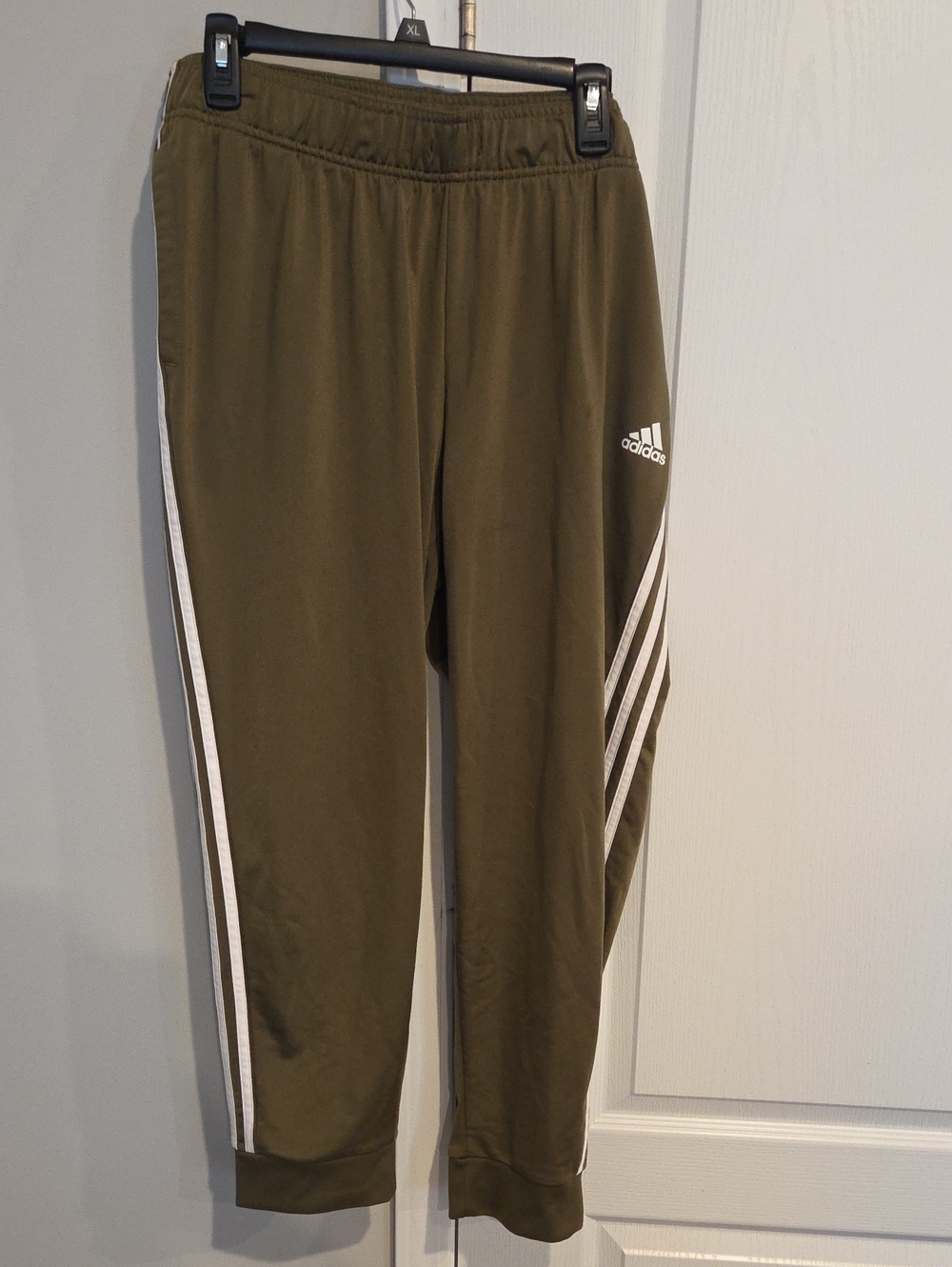 adidas Olive Green Joggers with White Stripes